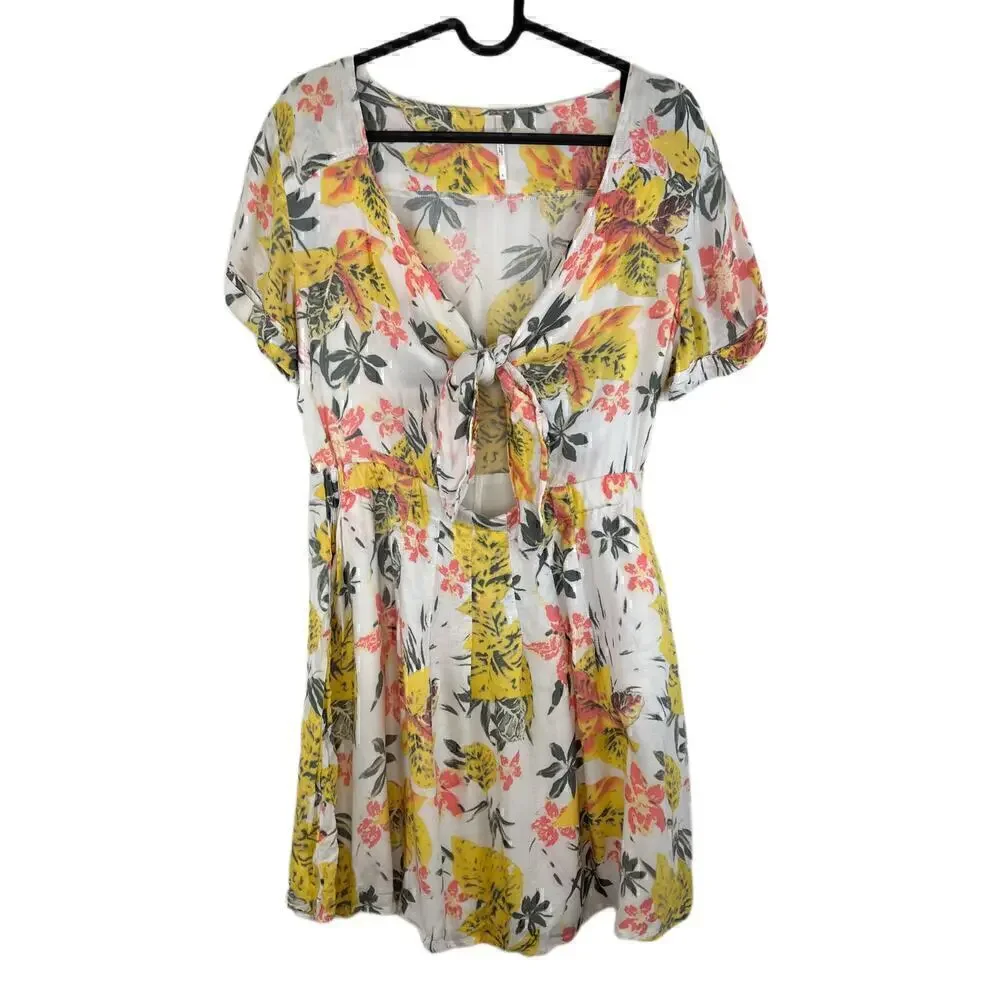 Free People x REVOLVE Part Time Lover Mini Floral Dress in Lily Combo Size 6 - Picture 2 of 10